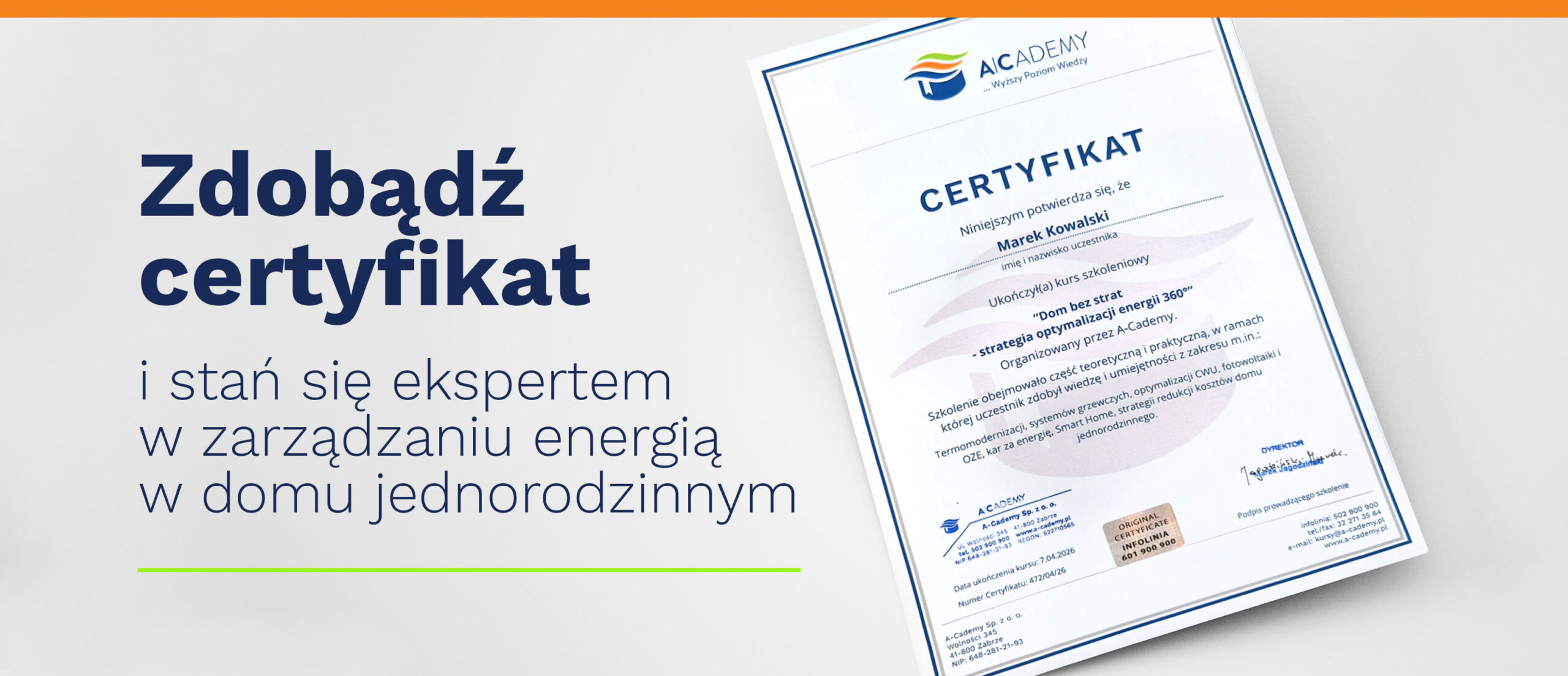 Certyfikat A-Cademy: Dom bez strat